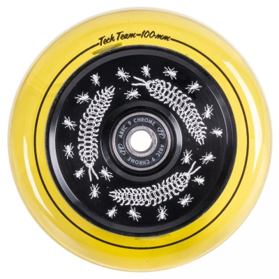 Картинка Колесо для ТРЮКОВОГО самоката TechTeam  100*24 мм Hollow core, yellow transparent от магазина Адреналин Колесо для ТРЮКОВОГО самоката TechTeam  100*24 мм Hollow core, yellow transparent от магазина Адреналин